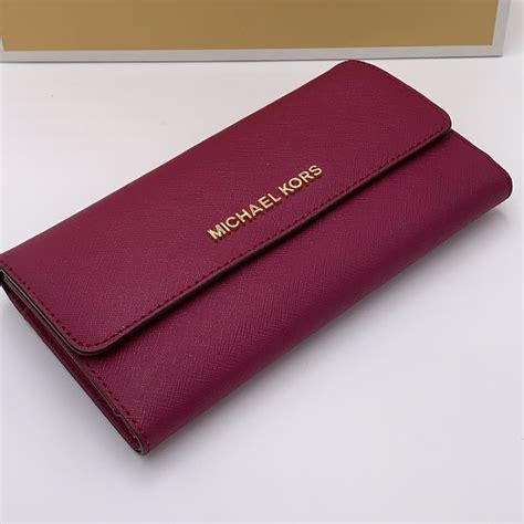 magenta michael kors wallet|Michael Kors Jet Set Travel Large Trifold Leather Wallet (Magenta).